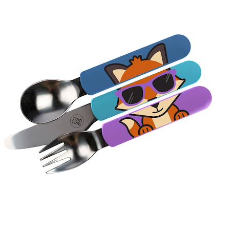 Lot de 3 couverts inox puzzle avec étui felicity fox Multi-coloured 2 - vertbaudet enfant 