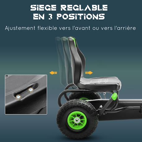 Kart à pédales enfant go kart formule 1 racing super power 5 aileron avant pneus gonflables caoutchouc Blue+Green+Pink+Red 11 - vertbaudet enfant 