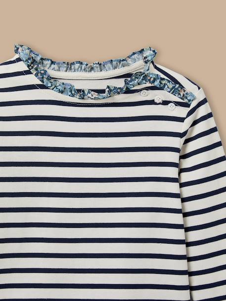 T-shirt marinière fille tissu liberty Rayure cerise+Rayure marine+Rayure rose+Rayure verte 4 - vertbaudet enfant 