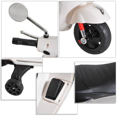Scooter moto électrique enfant vespa 6v musique mp3 port usb klaxon phare feu ar White 5 - vertbaudet enfant 