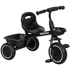 Jouet-Jeux de plein air-Sports de glisse et à roues-Trotinettes-Tricycle enfant - siège réglable avec dossier et ceinture, pédales antidérapantes - panier, benne arrière