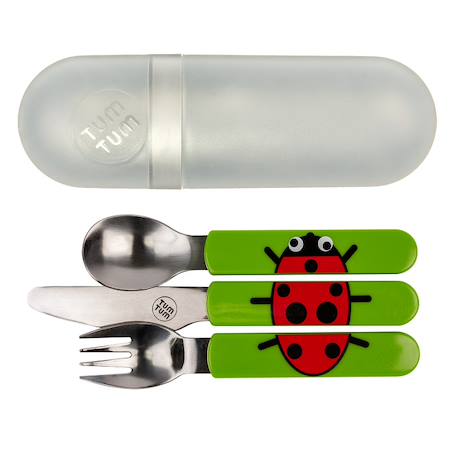 Lot de 3 couverts inox puzzle avec étui ladybird Multi-coloured 1 - vertbaudet enfant 