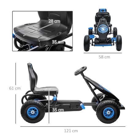 Kart à pédales enfant go kart formule 1 racing super power 5 aileron avant pneus gonflables caoutchouc Blue+Green+Pink+Red 3 - vertbaudet enfant 