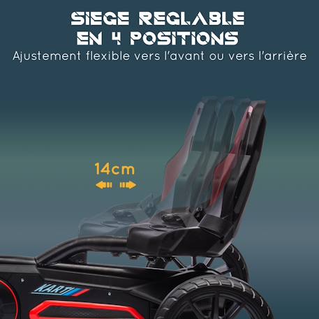 Kart à pédales enfant go kart formule 1 racing aileron avant carter chaine fermé siège réglable avec ceinture Black+Red 10 - vertbaudet enfant 