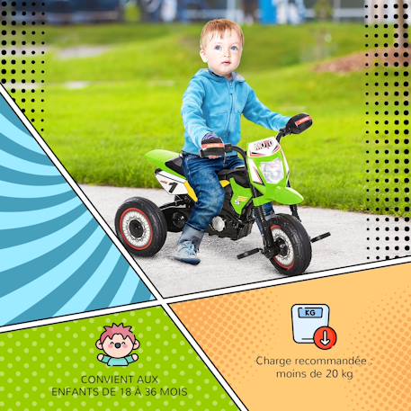 Tricycle enfant moto cross effets musicaux et lumineux coffre rangement Green+Red 5 - vertbaudet enfant 