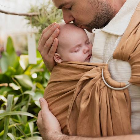 Porte-bébé boba ring sling en lin Brown 6 - vertbaudet enfant 