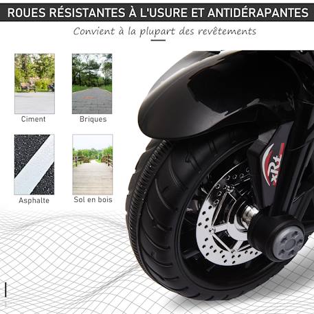 Moto électrique enfant 3 roues 6v 3km/h max. Effets lumineux sonores Black+Red 6 - vertbaudet enfant 