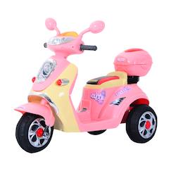 Jouet-Jeux de plein air-Sports de glisse et à roues-Véhicules enfant-Moto scooter électrique pour enfants 6 v env. 3 km/h 3 roues et topcase effet lumineux et sonore rose