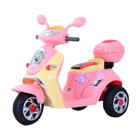Moto scooter électrique pour enfants 6 v env. 3 km/h 3 roues et topcase effet lumineux et sonore rose Pink 1 - vertbaudet enfant 