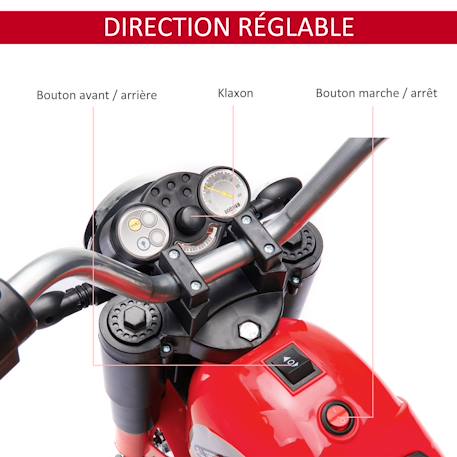 Moto électrique enfant chopper tout-terrain 6v 20w marche av ar 3 roues effets lumineux sonores Red+Yellow 6 - vertbaudet enfant 