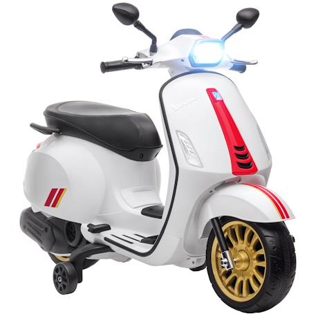 Scooter électrique enfant vespa 6v - musiques, feu av, entrée usb, radio fm - 2 roues auxiliaires Green+Pink+White 13 - vertbaudet enfant 