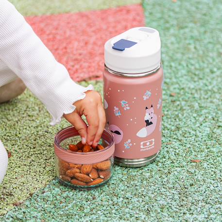 Gourde isotherme 2 en 1 avec paille 300ml twisty Bleu wolf+Cannelle fox+Vert raccoon 12 - vertbaudet enfant 