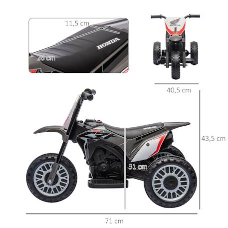 Moto cross électrique enfant 3 roues licence officielle honda crf 450 r 3 km/h max. Fonctions sonores Green+Grey 6 - vertbaudet enfant 
