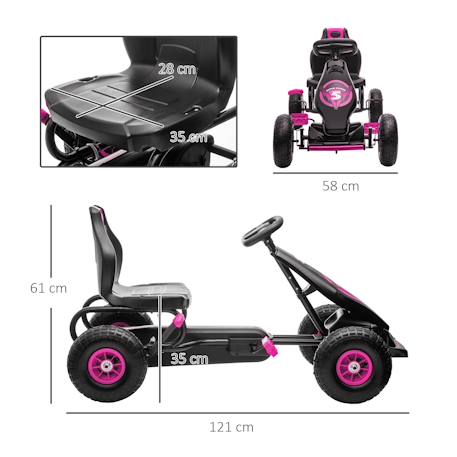 Kart à pédales enfant go kart formule 1 racing super power 5 aileron avant pneus gonflables caoutchouc Blue+Green+Pink+Red 15 - vertbaudet enfant 
