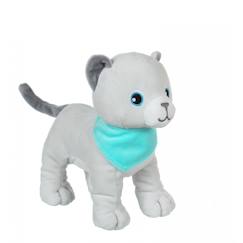 -Peluche - peluche chien fun kitties sonore, gris foulard turquoise - 17 cm