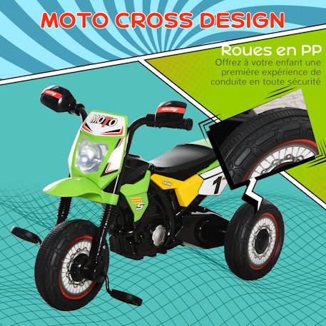 Tricycle enfant moto cross effets musicaux et lumineux coffre rangement Green+Red 6 - vertbaudet enfant 
