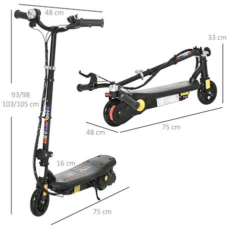 Trottinette électrique pliable enfant 120w 12 km/h max. Hauteur guidon réglable Black+Red 3 - vertbaudet enfant 