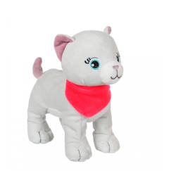 -Peluche - peluche chien fun kitties sonore, gris foulard rose - 17 cm