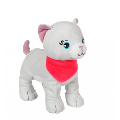 Peluche - peluche chien fun kitties sonore, gris foulard rose - 17 cm Pink 1 - vertbaudet enfant 