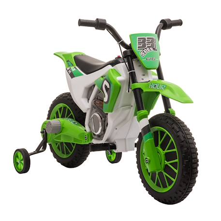 Moto cross électrique enfant 12v 3-8 km/h roulettes auxiliaires amovibles Blue+Green+Red 7 - vertbaudet enfant 