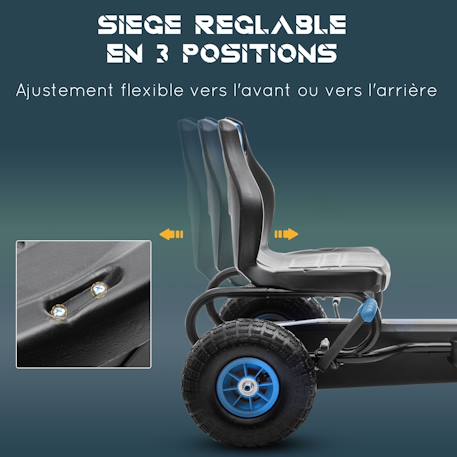 Kart à pédales enfant go kart formule 1 racing super power 5 aileron avant pneus gonflables caoutchouc Blue+Green+Pink+Red 4 - vertbaudet enfant 
