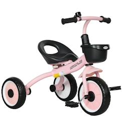 Jouet-Jeux de plein air-Sports de glisse et à roues-Trotinettes-Tricycle enfant multi-équipé garde-boue sonnette panier pédales antidérapantes siège réglable avec dossier