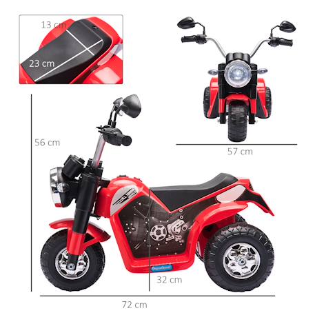 Moto électrique enfant chopper tout-terrain 6v 20w marche av ar 3 roues effets lumineux sonores Red+Yellow 3 - vertbaudet enfant 