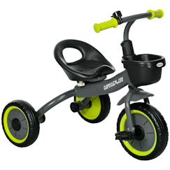 Jouet-Jeux de plein air-Sports de glisse et à roues-Trotinettes-Tricycle enfant multi-équipé garde-boue sonnette panier pédales antidérapantes siège réglable avec dossier