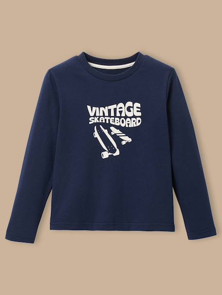 T-shirt imprimé garçon - coton biologique Gris chine+Marine+Vert 5 - vertbaudet enfant 