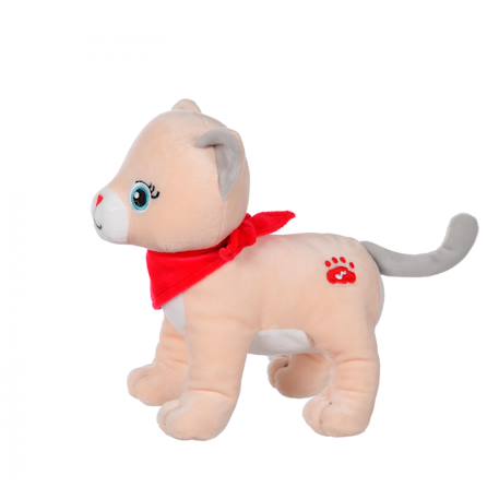Peluche - peluche chien fun kitties sonore, beige foulard rouge - 17 cm Red 2 - vertbaudet enfant 