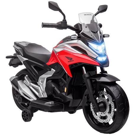 Moto électrique enfant honda nc750x - musiques, feux av led, entrée usb mp3 jack - 2 roues auxiliaires Blue+Red+White 7 - vertbaudet enfant 