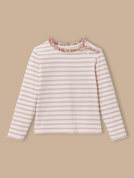 Fille-T-shirt marinière fille tissu liberty