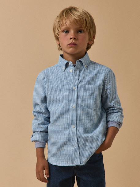Chemise garçon vichy Bleu 1 - vertbaudet enfant 