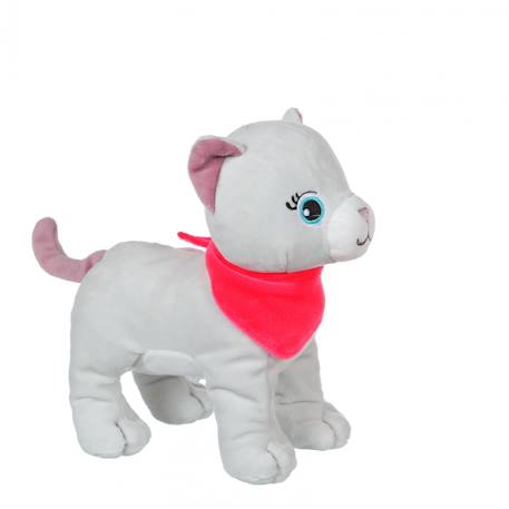 Peluche - peluche chien fun kitties sonore, gris foulard rose - 17 cm Pink 2 - vertbaudet enfant 