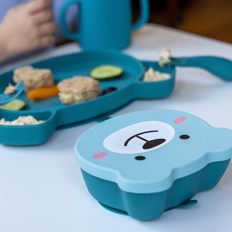 Assiette + bol ventousés en silicone ourson bleu Blue 4 - vertbaudet enfant 