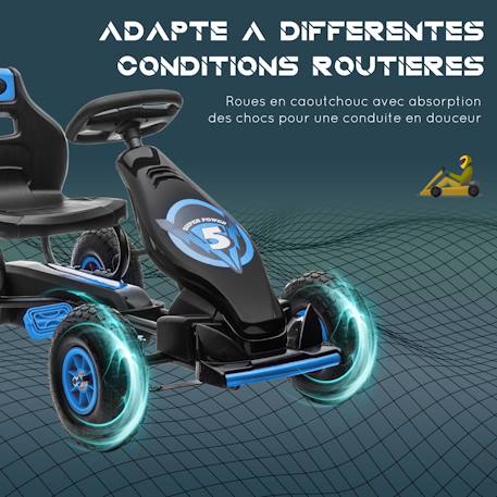 Kart à pédales enfant go kart formule 1 racing super power 5 aileron avant pneus gonflables caoutchouc Blue+Green+Pink+Red 6 - vertbaudet enfant 