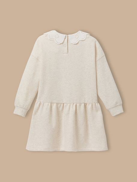 Robe grand col brodé - coton biologique Ecru chine+Marine 2 - vertbaudet enfant 
