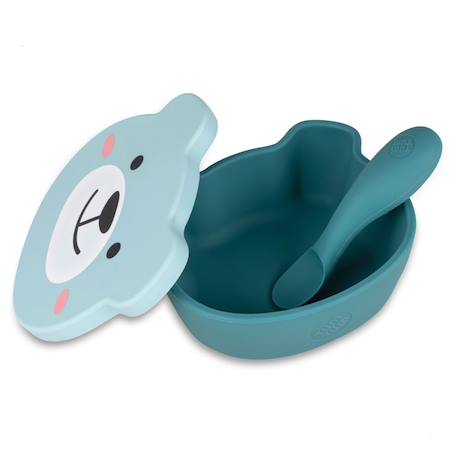 Bol à ventouse en silicone + cuillère - ourson bleu Blue 2 - vertbaudet enfant 