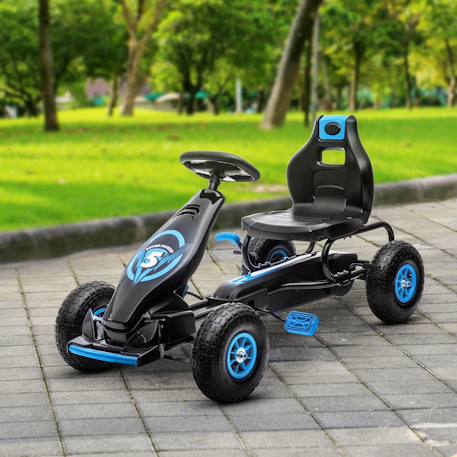 Kart à pédales enfant go kart formule 1 racing super power 5 aileron avant pneus gonflables caoutchouc Blue+Green+Pink+Red 2 - vertbaudet enfant 
