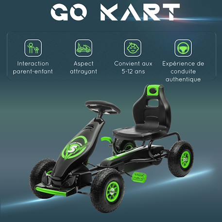 Kart à pédales enfant go kart formule 1 racing super power 5 aileron avant pneus gonflables caoutchouc Blue+Green+Pink+Red 10 - vertbaudet enfant 