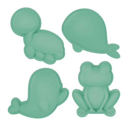Set de 4 moules de plage en silicone souple Green+Grey+Rose+Rouge+Violet 1 - vertbaudet enfant 