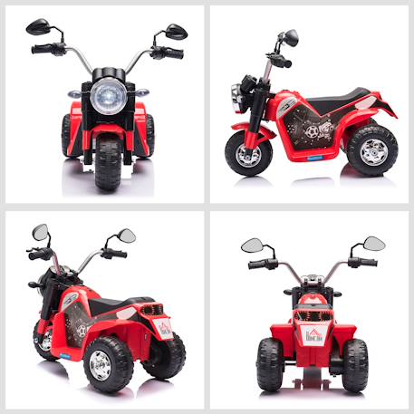 Moto électrique enfant chopper tout-terrain 6v 20w marche av ar 3 roues effets lumineux sonores Red+Yellow 5 - vertbaudet enfant 