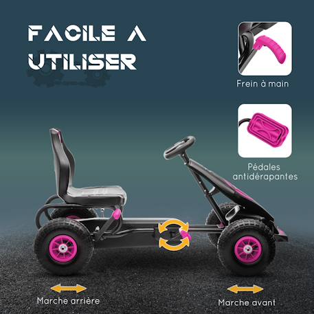 Kart à pédales enfant go kart formule 1 racing super power 5 aileron avant pneus gonflables caoutchouc Blue+Green+Pink+Red 17 - vertbaudet enfant 