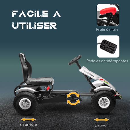 Kart à pédales enfant go kart formule 1 racing passione italia pneus gonflables caoutchouc Black+White 12 - vertbaudet enfant 