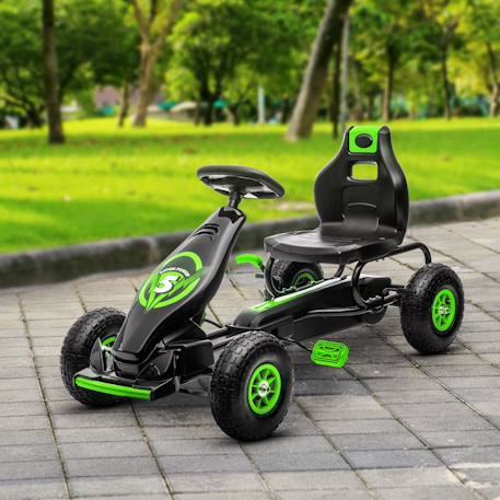 Kart à pédales enfant go kart formule 1 racing super power 5 aileron avant pneus gonflables caoutchouc Blue+Green+Pink+Red 8 - vertbaudet enfant 
