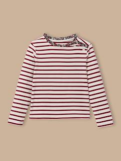 T-shirt marinière fille tissu liberty  - vertbaudet enfant