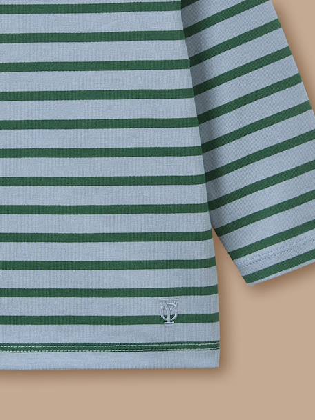 T-shirt marinière boutonné bébé Rayure vert/bleu 3 - vertbaudet enfant 