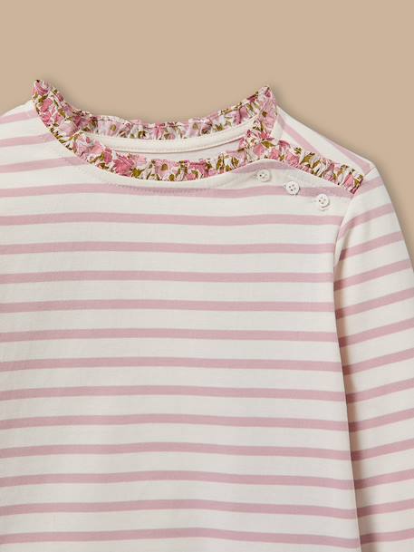 T-shirt marinière fille tissu liberty Rayure cerise+Rayure marine+Rayure rose+Rayure verte 6 - vertbaudet enfant 