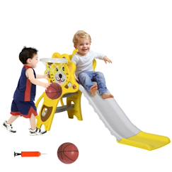 Jouet-Jeux de plein air-Aires de jeux-Toboggans-Toboggan enfant - panier basket, ballon, pompe inclus - hdpe