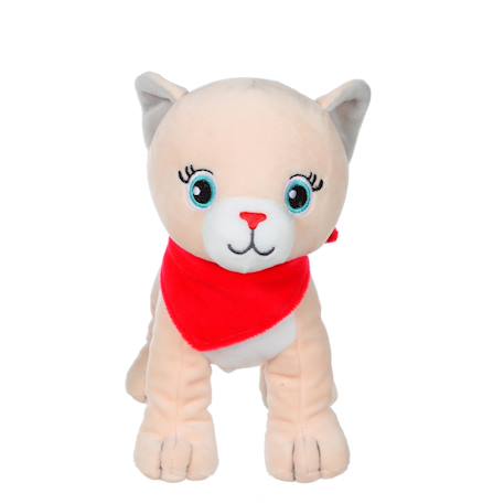 Peluche - peluche chien fun kitties sonore, beige foulard rouge - 17 cm Red 3 - vertbaudet enfant 